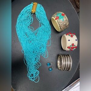 BCBG Maxazria Multi-Strand Turquoise Bead Necklace